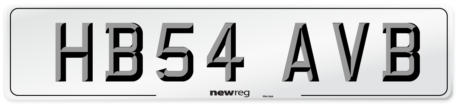 HB54 AVB Number Plate from New Reg